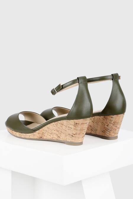 Buy_Oroh_Green Selina Plain Peep-toe Wedges_Online_at_Aza_Fashions