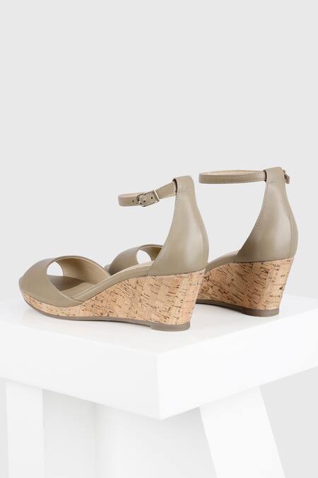 Buy_Oroh_Silver Selina Leather Plain Wedges _Online_at_Aza_Fashions