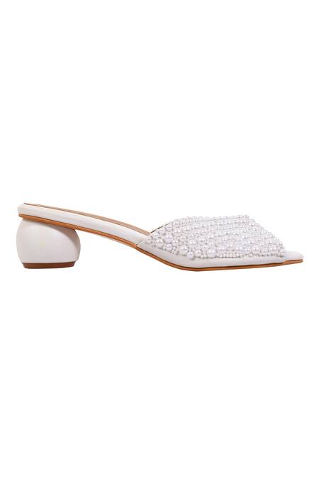 Shop_Sephyr_White Pearls Almas Encrusted Heels _Online_at_Aza_Fashions