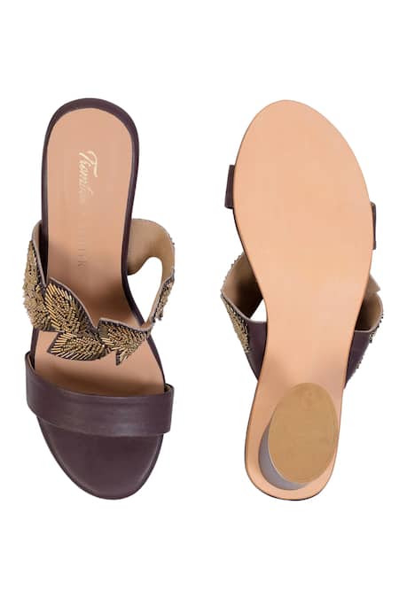 Sephyr Narges Nalki Bloom Embellished Strap Block Heels 