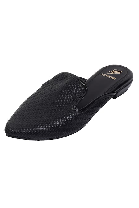 Shop_Sephyr_Black Sahar Basket Weave Slip On Flats _Online_at_Aza_Fashions