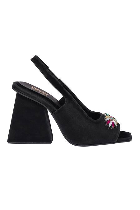 Veruschka By Payal Kothari_Black Diamond Alice Embellished Heels _Online_at_Aza_Fashions