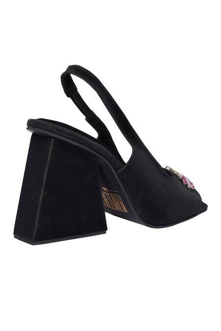 Buy_Veruschka By Payal Kothari_Black Diamond Alice Embellished Heels _Online_at_Aza_Fashions