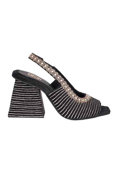 Veruschka By Payal Kothari_Black Pitta Catherine Embellished Heels _Online_at_Aza_Fashions