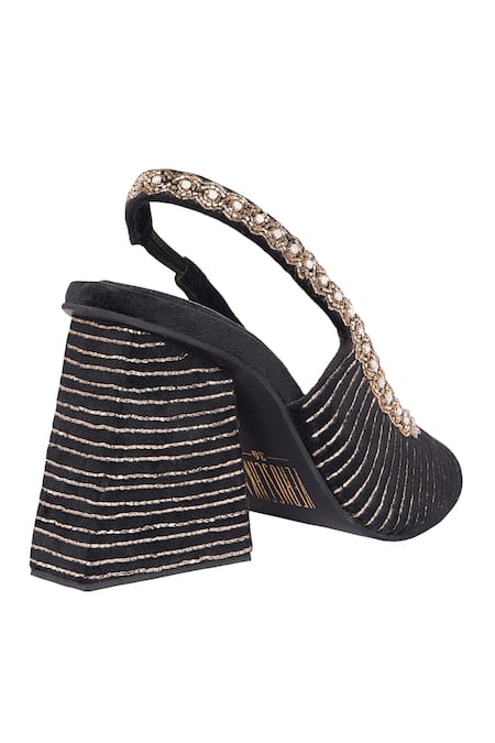 Buy_Veruschka By Payal Kothari_Black Pitta Catherine Embellished Heels _Online_at_Aza_Fashions