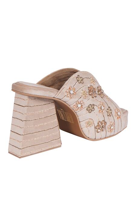 Buy Veruschka By Payal Kothari Cream Floral Diana Embellished Heels Online at Aza Fashions Buy_Veruschka By Payal Kothari_Cream Floral Diana Embellished Heels _Online_at_Aza_Fashions