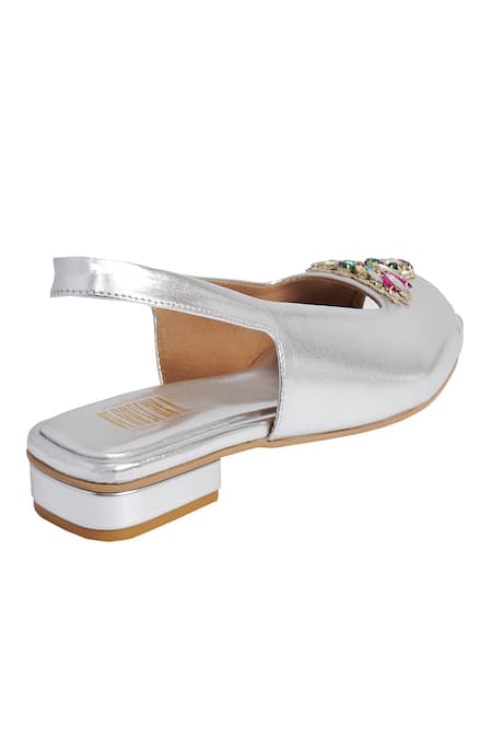 Buy_Veruschka By Payal Kothari_Silver Madelyn Embellished Flats _Online_at_Aza_Fashions
