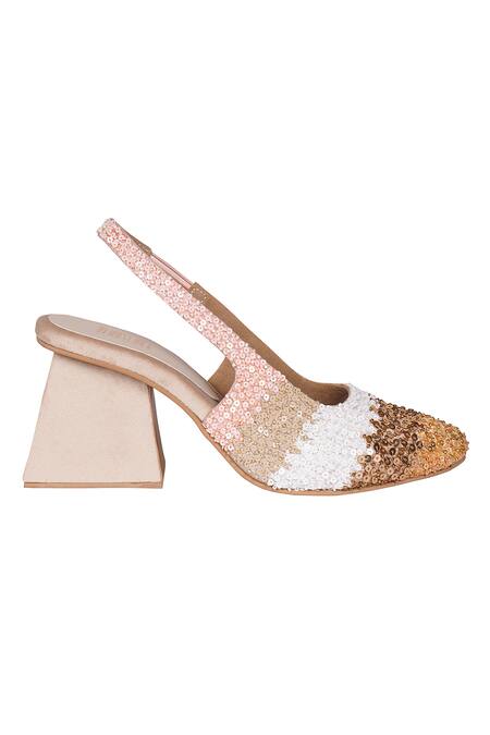 Veruschka By Payal Kothari Cream Sequins Margaret Embellished Heels Online at Aza Fashions Veruschka By Payal Kothari_Cream Sequins Margaret Embellished Heels _Online_at_Aza_Fashions