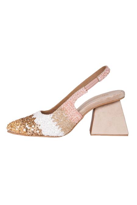 Shop Veruschka By Payal Kothari Cream Sequins Margaret Embellished Heels Online at Aza Fashions Shop_Veruschka By Payal Kothari_Cream Sequins Margaret Embellished Heels _Online_at_Aza_Fashions