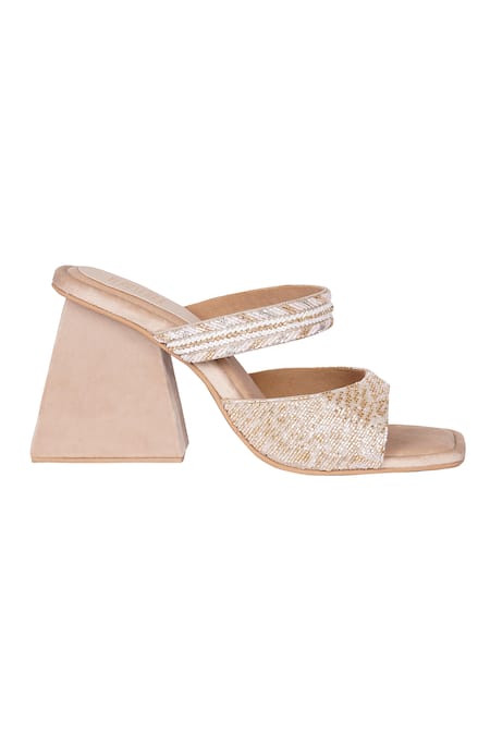 Veruschka By Payal Kothari Cream Salli Tatiana Embellished Heels Online at Aza Fashions Veruschka By Payal Kothari_Cream Salli Tatiana Embellished Heels _Online_at_Aza_Fashions