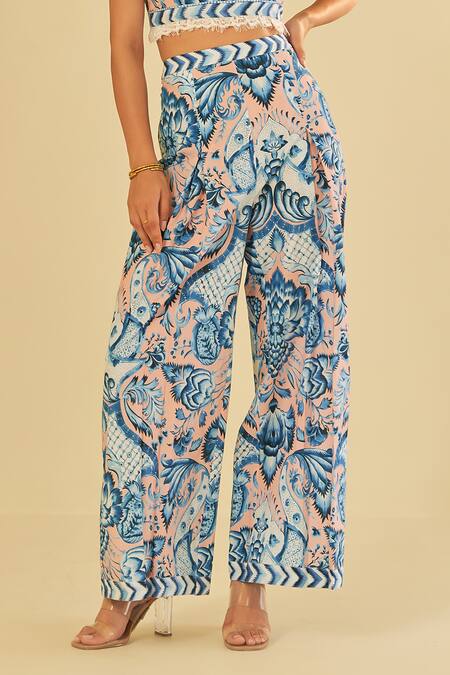 Shop Sage Saga Pink Poplin Embroidery Sweetheart Neck Rosa Botanic Pattern Bustier With Pant Online at Aza Fashions Shop_Sage Saga_Pink Poplin Embroidery Sweetheart Neck Rosa Botanic Pattern Bustier With Pant _Online_at_Aza_Fashions