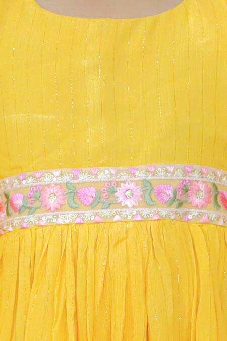Buy_Kalp_Yellow Georgette, Cotton Embroidery Sunny Twirl Dress _Online_at_Aza_Fashions