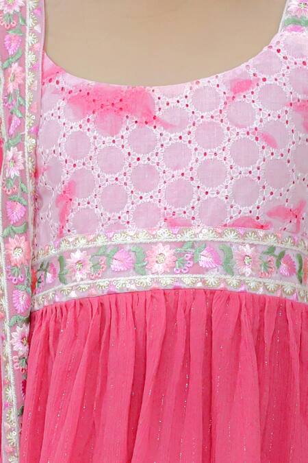 Kalp Pink Cotton, Georgette, Lurex Embroidery Starlight Symphony Kurta Sharara Set at Aza Fashions Kalp_Pink Cotton, Georgette, Lurex Embroidery Starlight Symphony Kurta Sharara Set _at_Aza_Fashions