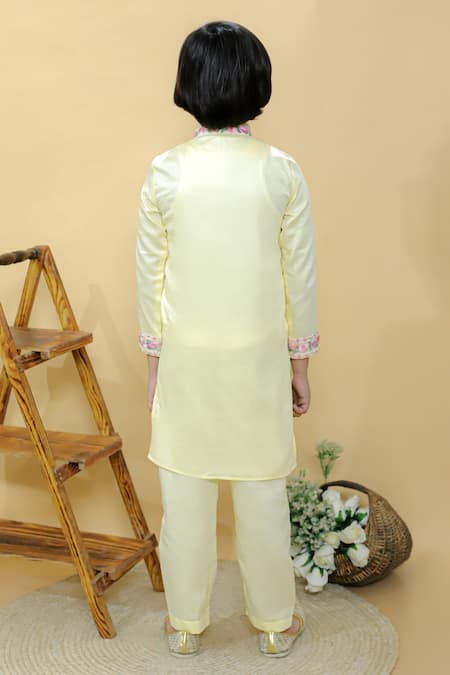 Shop_Kalp_Yellow Cotton Embroidery Dapper Dunes Kurta Set _at_Aza_Fashions