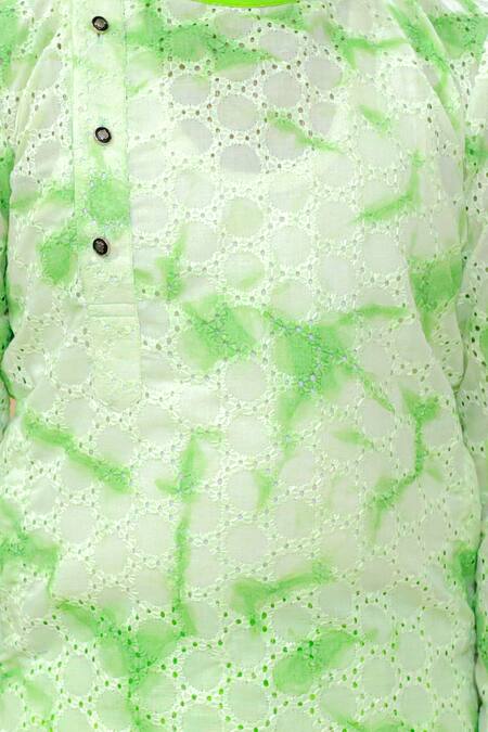 Buy_Kalp_Green Cotton, Jersey Tanay Tie Dye Pattern Kurta Set _Online_at_Aza_Fashions