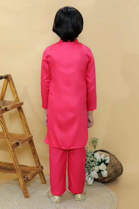 Shop Kalp Pink Cotton Embroidery Rudra Lace Kurta Set at Aza Fashions Shop_Kalp_Pink Cotton Embroidery Rudra Lace Kurta Set _at_Aza_Fashions