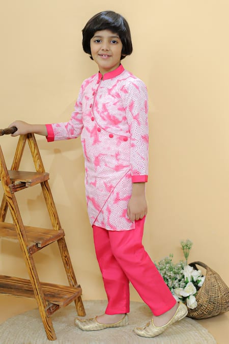 Shop_Kalp_Pink Cotton Nebula Tie Dye Kurta Set _Online_at_Aza_Fashions