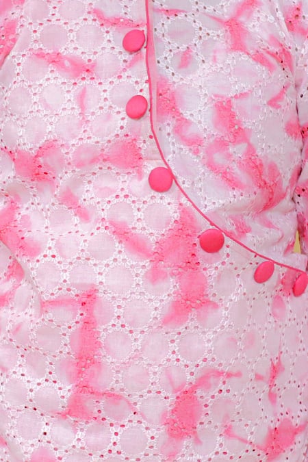 Kalp_Pink Cotton Nebula Tie Dye Kurta Set _at_Aza_Fashions