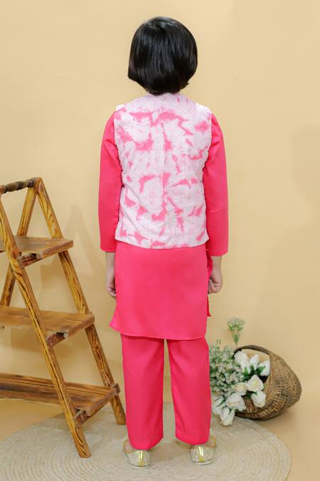 Kalp Pink Tie Dye Bundi & Kurta Set