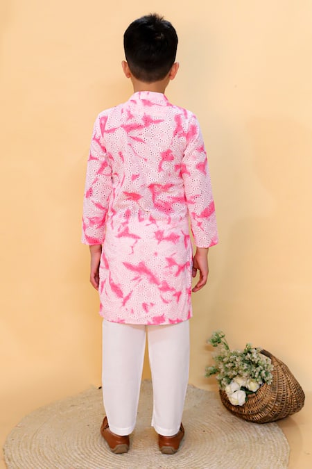 Shop Kalp Pink Cotton Coral Cascade Celebration Kurta Set at Aza Fashions Shop_Kalp_Pink Cotton Coral Cascade Celebration Kurta Set _at_Aza_Fashions