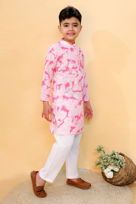 Shop Kalp Pink Cotton Coral Cascade Celebration Kurta Set Online at Aza Fashions Shop_Kalp_Pink Cotton Coral Cascade Celebration Kurta Set _Online_at_Aza_Fashions