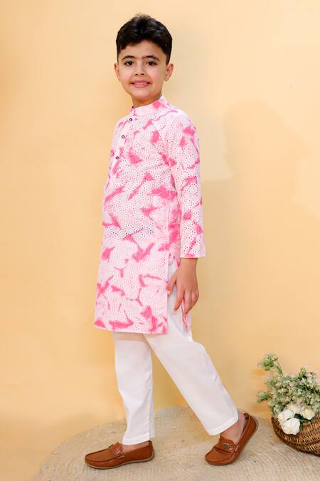 Kalp Pink Cotton Coral Cascade Celebration Kurta Set at Aza Fashions Kalp_Pink Cotton Coral Cascade Celebration Kurta Set _at_Aza_Fashions