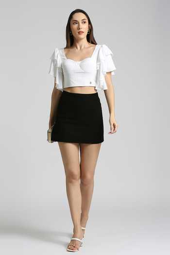 Buy Emblaze White Lurex Stripe Sweetheart Neck Ruffle Sleeve Top at Aza Fashions Buy_Emblaze_White Lurex Stripe Sweetheart Neck Ruffle Sleeve Top_at_Aza_Fashions