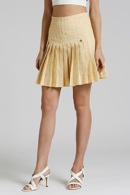 Buy yellow hotsell pleated skirt