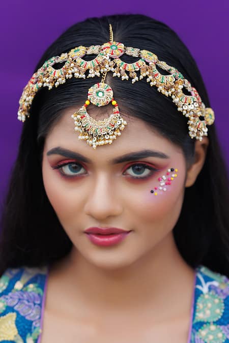 Kanyaadhan By Dhirajaayushi Gold Plated Hiranya Chandni Embroidered Mathapatti 