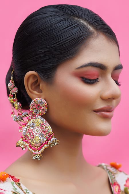 Kanyaadhan By Dhirajaayushi Dabka Tikki Dangler Earrings 