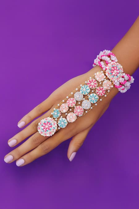 Kanyaadhan By Dhirajaayushi Rang Bahari Dabka Embroidered Haathphool - Set of 2 