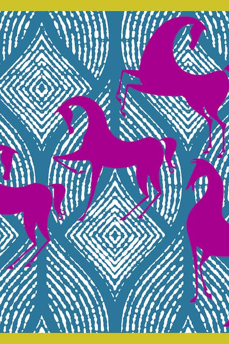 Thee Modern Roots Blue Winding Willow Path Silk Printed Scarf Online at Aza Fashions Thee Modern Roots_Blue Winding Willow Path Silk Printed Scarf _Online_at_Aza_Fashions