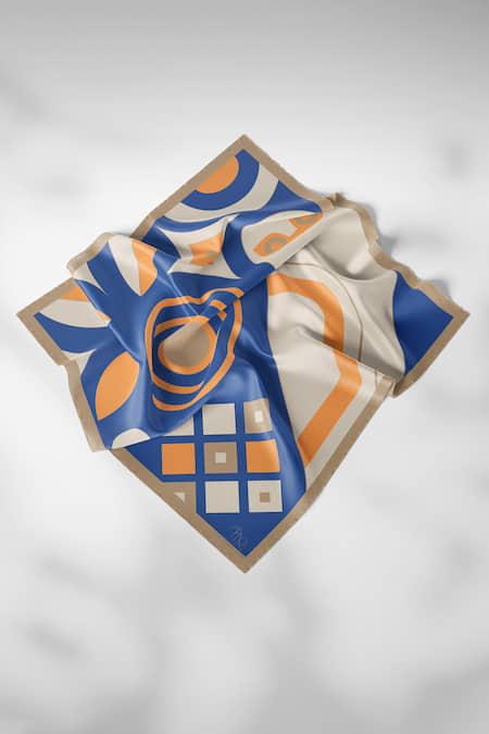 Shop Thee Modern Roots Blue Secret Garden Soiree Silk Printed Scarf at Aza Fashions Shop_Thee Modern Roots_Blue Secret Garden Soiree Silk Printed Scarf _at_Aza_Fashions