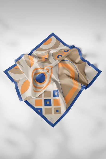 Shop Thee Modern Roots Brown Dreamy Lady Liberty Silk Printed Scarf at Aza Fashions Shop_Thee Modern Roots_Brown Dreamy Lady Liberty Silk Printed Scarf _at_Aza_Fashions