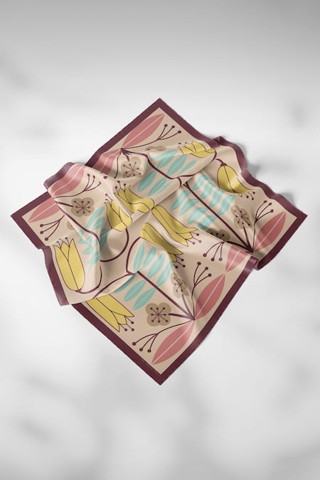 Shop Thee Modern Roots Pink Whispers Of Willow Silk Printed Scarf at Aza Fashions Shop_Thee Modern Roots_Pink Whispers Of Willow Silk Printed Scarf _at_Aza_Fashions