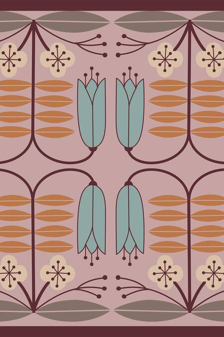 Thee Modern Roots Pink Water Lily Reverie Silk Printed Scarf Online at Aza Fashions Thee Modern Roots_Pink Water Lily Reverie Silk Printed Scarf _Online_at_Aza_Fashions