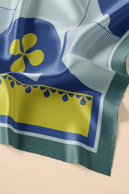 Thee Modern Roots Blue River Run Ripple Silk Printed Stole Online at Aza Fashions Thee Modern Roots_Blue River Run Ripple Silk Printed Stole _Online_at_Aza_Fashions