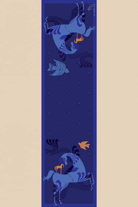 Shop Thee Modern Roots Blue Stolen Moonlight Sonata Silk Printed at Aza Fashions Shop_Thee Modern Roots_Blue Stolen Moonlight Sonata Silk Printed _at_Aza_Fashions