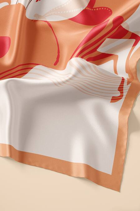 Thee Modern Roots Orange Phoenix Rising Silk Printed Stole Online at Aza Fashions Thee Modern Roots_Orange Phoenix Rising Silk Printed Stole _Online_at_Aza_Fashions