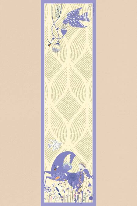 Shop Thee Modern Roots Purple Masquerade Of Moonlight Silk Printed Stole at Aza Fashions Shop_Thee Modern Roots_Purple Masquerade Of Moonlight Silk Printed Stole _at_Aza_Fashions