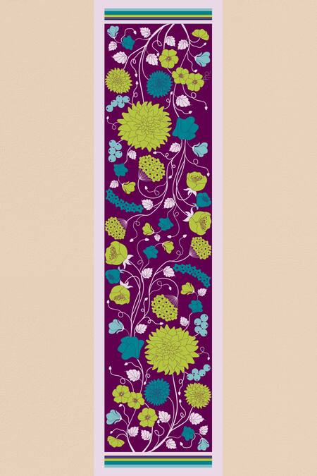 Shop Thee Modern Roots Purple Queens Tapestry Silk Printed Stole at Aza Fashions Shop_Thee Modern Roots_Purple Queens Tapestry Silk Printed Stole _at_Aza_Fashions
