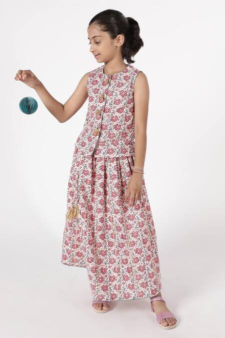 Shop A Little Fable Multi Color Cotton Tassels Samode Hand Block Print Lehenga Set Online at Aza Fashions Shop_A Little Fable_Multi Color Cotton Tassels Samode Hand Block Print Lehenga Set _Online_at_Aza_Fashions