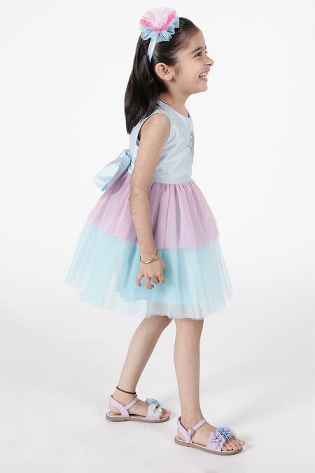 Buy A Little Fable Blue Polyester, Cotton Embroidery Enchanted Mermaid Dress Online at Aza Fashions Buy_A Little Fable_Blue Polyester, Cotton Embroidery Enchanted Mermaid Dress _Online_at_Aza_Fashions