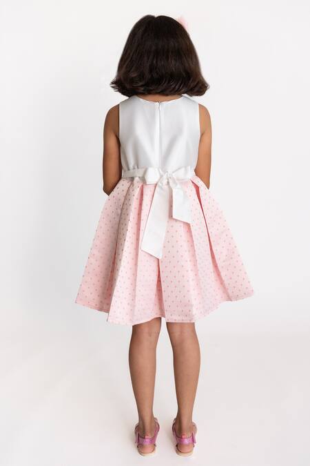 Shop A Little Fable Pink Cotton, Polyester Embroidery Flamingo And Floral Pattern Dress at Aza Fashions Shop_A Little Fable_Pink Cotton, Polyester Embroidery Flamingo And Floral Pattern Dress _at_Aza_Fashions