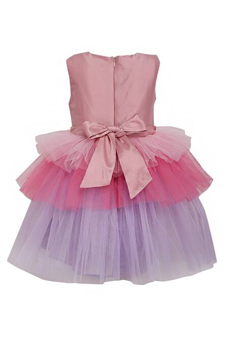 A Little Fable_Multi Color Taffeta, Net Sequins Rose Magnificent Unicorn Dress _Online_at_Aza_Fashions