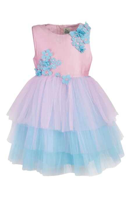 A Little Fable Pink Taffeta, Net Fabric Flowers Twinkle Toes Unicorn Dress 
