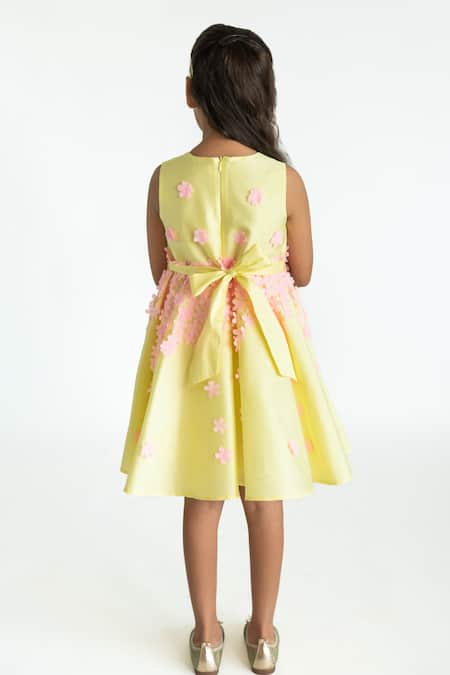 Shop A Little Fable Yellow Cotton, Polyester Embroidery, Applique Amal Floral Work Dress at Aza Fashions Shop_A Little Fable_Yellow Cotton, Polyester Embroidery, Applique Amal Floral Work Dress _at_Aza_Fashions