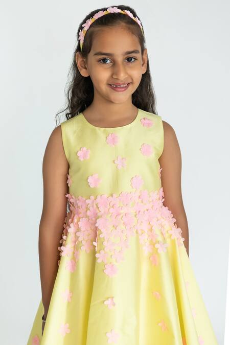 A Little Fable Yellow Cotton, Polyester Embroidery, Applique Amal Floral Work Dress Online at Aza Fashions A Little Fable_Yellow Cotton, Polyester Embroidery, Applique Amal Floral Work Dress _Online_at_Aza_Fashions