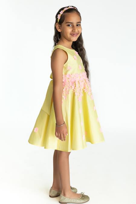 Buy A Little Fable Yellow Cotton, Polyester Embroidery, Applique Amal Floral Work Dress Online at Aza Fashions Buy_A Little Fable_Yellow Cotton, Polyester Embroidery, Applique Amal Floral Work Dress _Online_at_Aza_Fashions