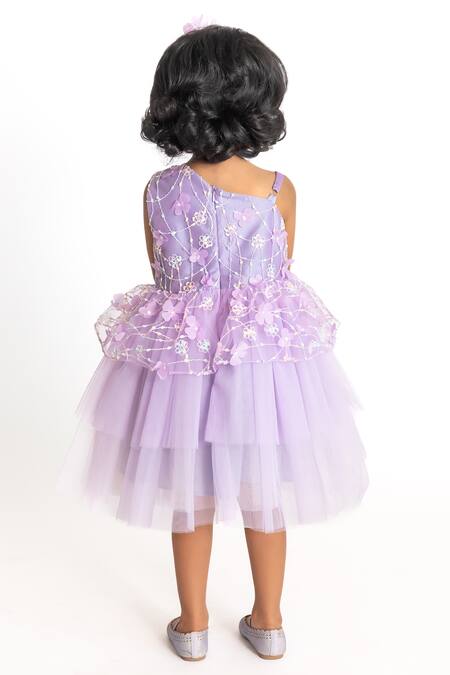 Shop A Little Fable Purple Polyester, Cotton Embroidery, Applique Gardenia Work Dress at Aza Fashions Shop_A Little Fable_Purple Polyester, Cotton Embroidery, Applique Gardenia Work Dress _at_Aza_Fashions